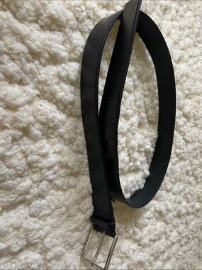 Roberto Cavalli Black Leather Belt with Silver Buckle